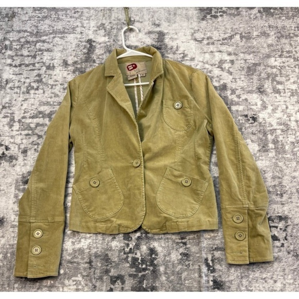 BKE Outerwear Corduroy Blazer Womens Medium‎ Green Olive Stretch Button NWOT